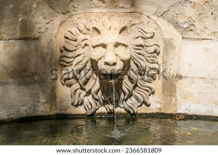 Malta Island, city of Floriana (Il-Furjana) details of the Lion Fountain.