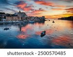 Malta island Mediterranean sea Marsaskala harbor morning 