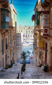 Malta Old Street. Valetta - The Capital Of Malta.