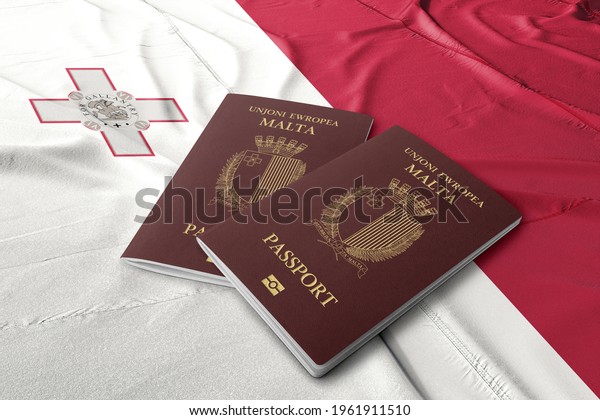 Malta passport with the flag of Malta, European Union countries, citizenship by investment
