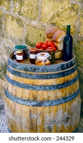 Maltese Food Display In Old Town, Gozo, Malta