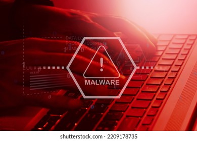 Malware attack virus alert , malicious software infection , cyber security awareness 