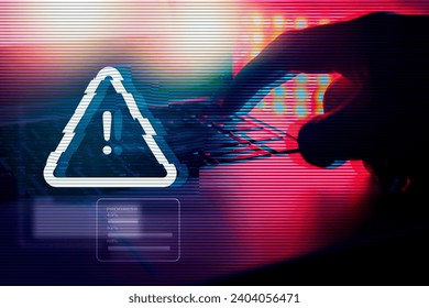 Malware attack virus alert , malicious software infection , cyber security awareness training to protect business information from threat attacks