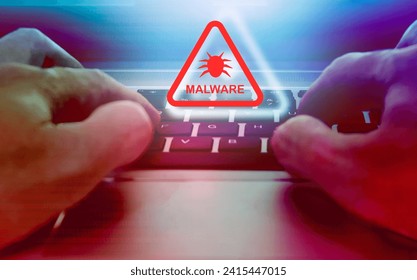 Malware attack virus alert , malicious software infection , cyber security awareness training to protect business information from threat attacks