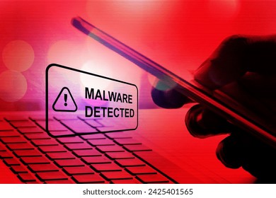 Malware attack virus alert , malicious software infection , cyber security awareness training to protect business information from threat attacks