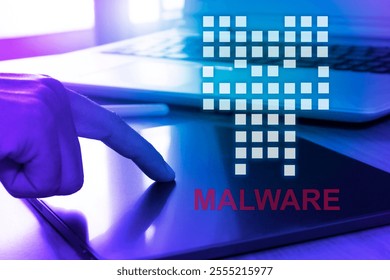 Malware attack virus alert , malicious software infection , cyber security awareness training to protect business information from threat attacks