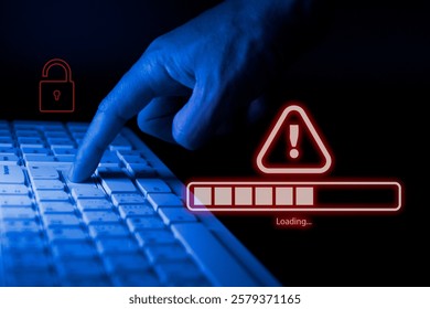 Malware attack virus alert , malicious software infection , cyber security awareness training to protect business information from threat attacks