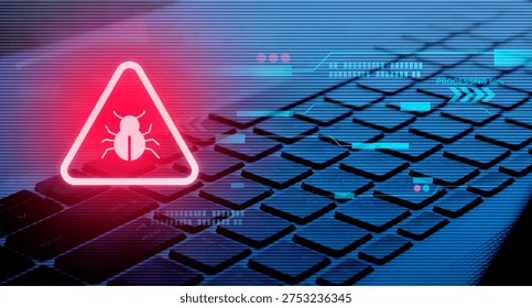 Malware attack virus alert , malicious software infection , cyber security awareness training to protect business information from threat attacks