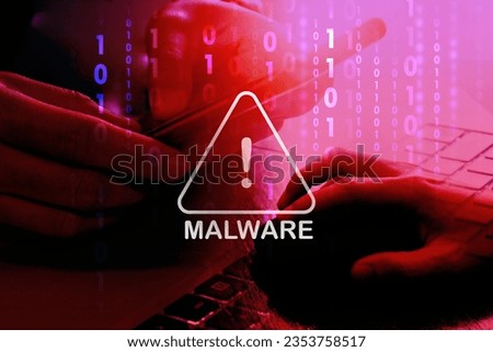 Malware attack virus alert , malicious software infection , cyber security awareness training to protect business information from threat attacks
