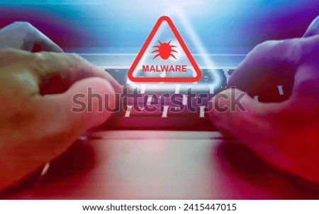 Malware attack virus alert , malicious software infection , cyber security awareness training to protect business information from threat attacks