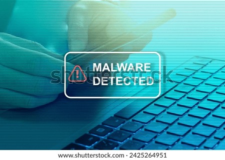 Malware attack virus alert , malicious software infection , cyber security awareness training to protect business information from threat attacks