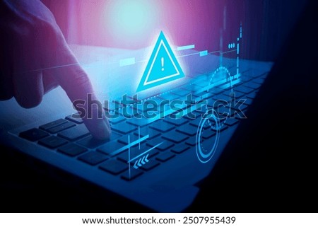 Malware attack virus alert , malicious software infection , cyber security awareness training to protect business information from threat attacks