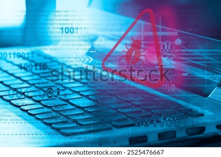 Malware attack virus alert , malicious software infection , cyber security awareness training to protect business information from threat attacks