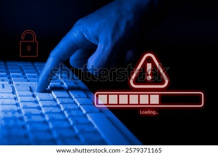 Malware attack virus alert , malicious software infection , cyber security awareness training to protect business information from threat attacks
