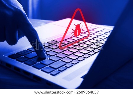 Malware attack virus alert , malicious software infection , cyber security awareness training to protect business information from threat attacks