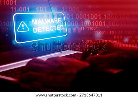 Malware attack virus alert , malicious software infection , cyber security awareness