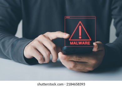 malware concept, cyber ​​crimes and prevention methods, smartphones showing malware and virus screens, hacking passwords and personal data.