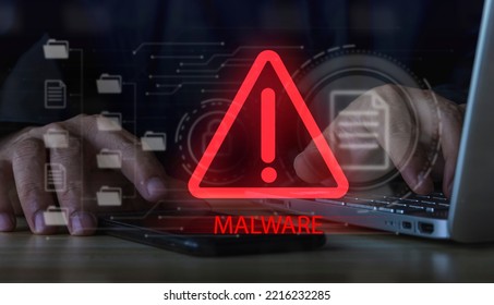 malware concept Cyber ​​crimes and prevention methods, smartphones showing malware and virus screens, hacking passwords and personal data.