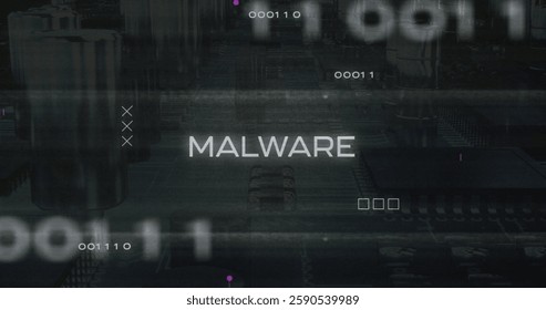 Malware text image over digital data and binary coding background. Cybersecurity, hacking, threat, code, virus, technology - Powered by Shutterstock - Get 15% off with code: PIKWIZARD15
