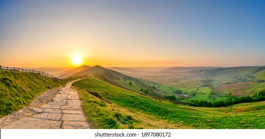 Mam Tor mountain at sunrise in Peak District  - Powered by Shutterstock