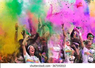 MAMAIA, ROMANIA - JULY 26: Crowds Of Unidentified People At The Color Run On July 26, 2014 In Mamaia, Romania. The Color Run Is A Worldwide Hosted Fun Race With About 1500 Competitors In Mamaia.