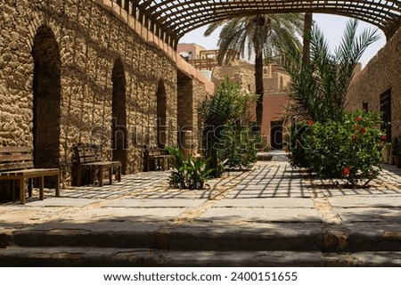 Mamluk-Ottoman fortified caravanserai or military citadel was founded in 16th century. Ruins of Aqaba Castle or Fort Aqaba, also known as the Mamluk castle. Aqaba, Jordan.