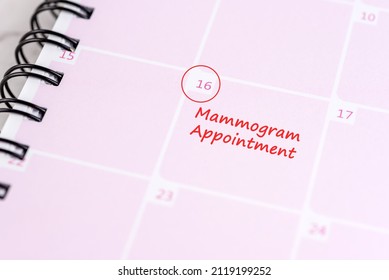 Mammogram Appointment Date On Calendar - Health Concept