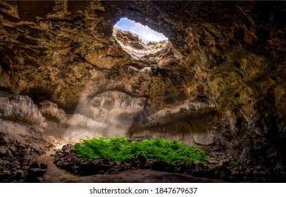Mammoth cave National Park inside. Sunrays inside in Mammoth cave National Park
