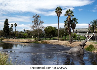 Mammoth sculpture at the La Brea Tar Pits in Los Angeles - Shutterstock ID 266306030