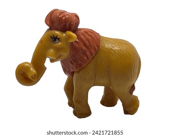 Mammoth wild animal. Mammoth toy. Photo a toy mammoth on a white background