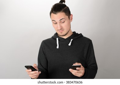 Man With 2 Two Mobile Phones