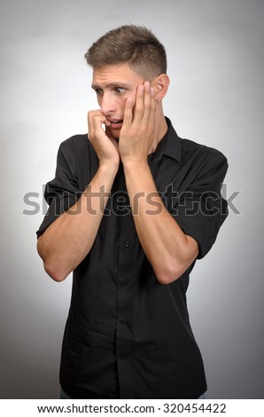 Man afraid of something