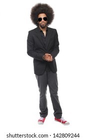 Man with an afro posing