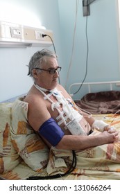 Man After Heart Surgery In A Hospital Ward