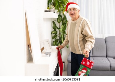 Man Alone On Christmas Party, Old Man.