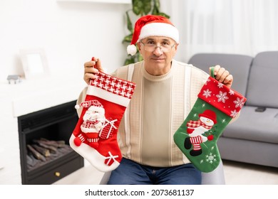 Man Alone On Christmas Party, Old Man.