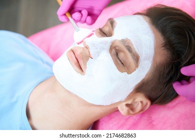 Man With Antiage Mask In Cosmetology Office