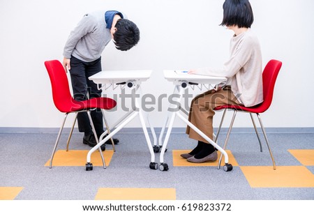 Man apologizing to interviewer