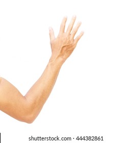 Man Arm With Blood Veins On White Background