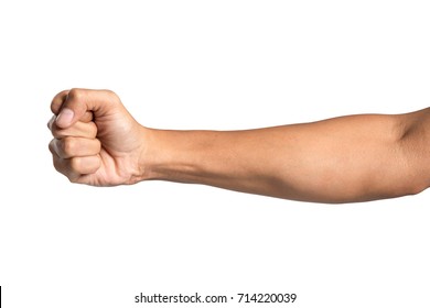 Man Arm With Blood Veins On White Background