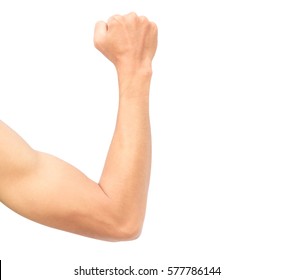 Man Arm Strong With Muscle On White Background