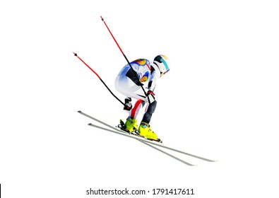 man athlete alpine skier silhouette isolated on white background