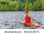 man athlete canoeists during sprint race for rowing competitions