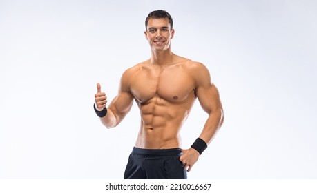 Man athlete isolated on white background. Gym full body workout. Muscular man athlete in fitness gym have workout. Sports trainer on trainging. Fitness motivation.