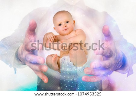 Similar – Nude baby posing in her mother’s arms