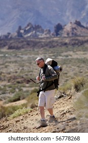 Man with backpack hiking