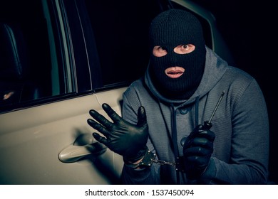 Man Balaclava On His Head Tried Stock Photo 1537450094 