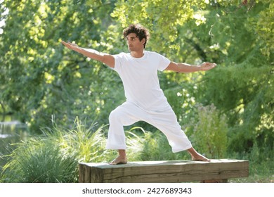 man in balanced tai chi stance - Powered by Shutterstock