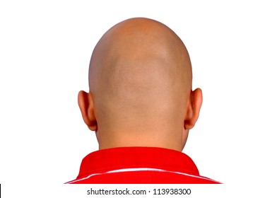 Man with bald head isolated on white