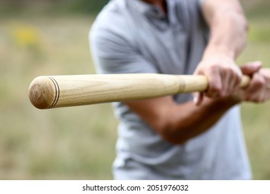man with baseball bat and ball playing baseball sport concept